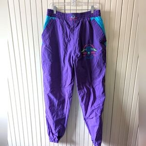 Vintage 90s Windbreaker Pants Purple Women's Size L By Reusch